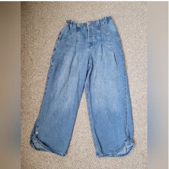 Free People Baggy Blue Wide leg jeans pants size S - Picture 1 of 6